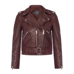 AllSaints Balfern biker leather jacket, burgundy Sz 2